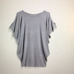 Blue heather open shoulder top